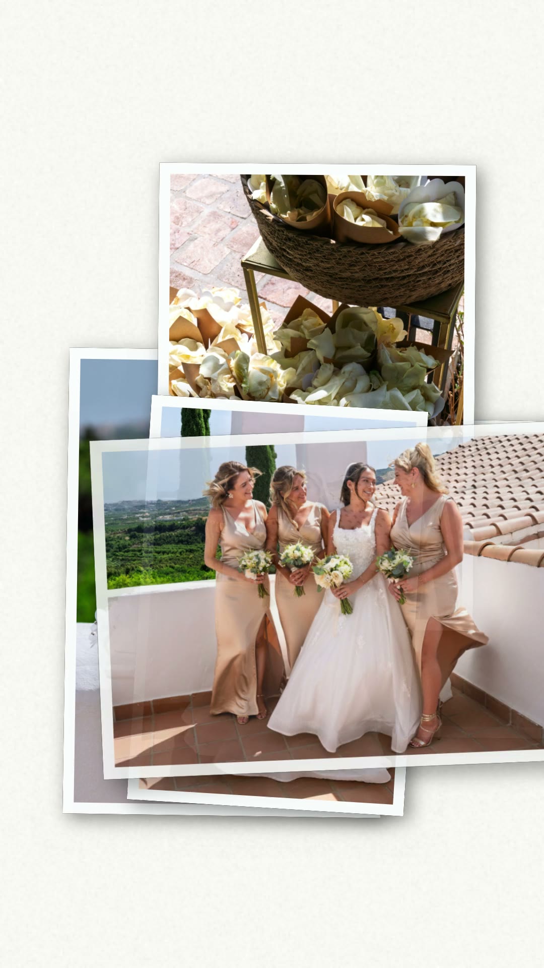 Reel — prints from one wedding day landing on a table, one by one